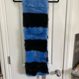 Tif & Tiffy Black & Blue Faux Fur Scarf - NWT